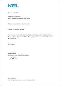 Authorization Letter of KEL Corporation